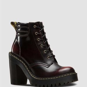 Dr. Martens (Size 8) Women's Black Leather Boots (Cherry Red)